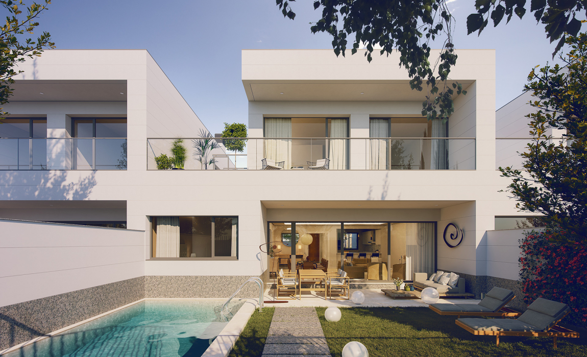 Chalet cuatro dormitorios con piscina y jardín